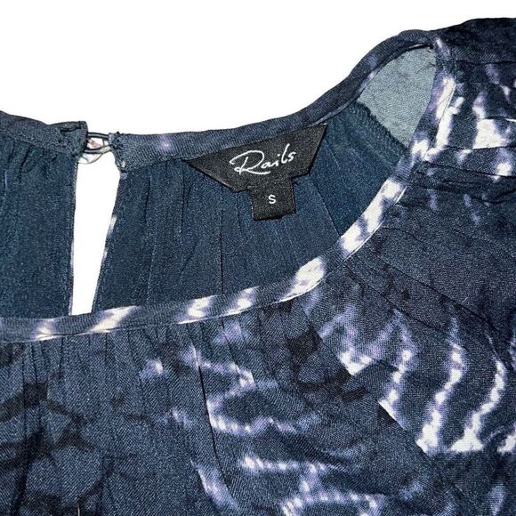 Rails Drew Tiered Midi Dress Blue Nile Tie-Dye Short Sleeve Flounce sz - Picture 5 of 10